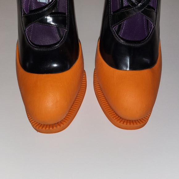 SOLD  PRADA RUNWAY 2012 Orange leather & Rubber Mary Jane Heels  FINAL PRICE 🧡 - Picture 10 of 16
